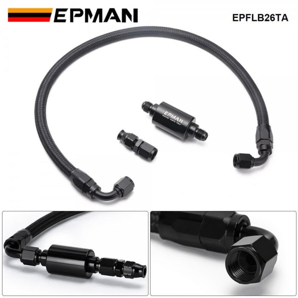 EPMAN Tucked Fuel Line Fittings Kit Inline Filter W/ 60mm Fuel Hose